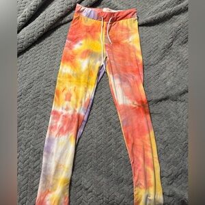Orange,Yellow & Purple Polyester Leggings. Sz S